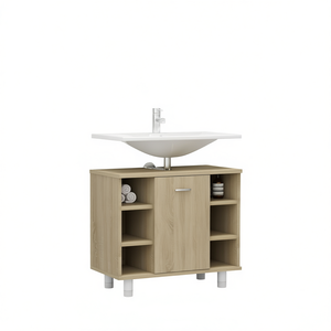 Meuble de salle de bain en bois composite 38-46 pouces, moderne et contemporain, sur pied, avec vasque en céramique et rangement - Product Image 1