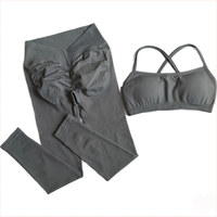 Pakaian Olahraga Set Gym Produsen Pakaian Olahraga Yoga Seamless Cross Back Bra V Waist Scrunch Butt Flare Leggings