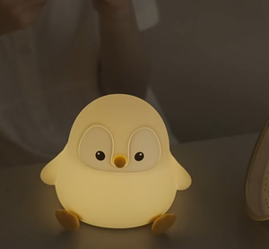 Battery Powered USB Rechargeable LED Cute Penguin Silicone Night <b>Lamp</b> <b>Touch</b> Control baby Sleep light for Children's Bedroom - Product Image 5