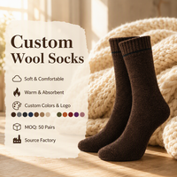 Chaussettes en coton peigné et laine mélangée jacquard de haute qualité avec logo personnalisé OEM, chaussettes douces, thermiques, respirantes, pour l'hiver, femmes et hommes