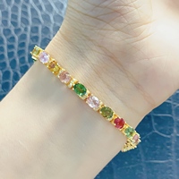 Luxury OEM ODM Multi Color Natural Tourmaline Jewelry Set 925 Sterling Silver Gold Plated Gift Women Party Engagement