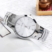 Nuevo reloj de pareja impermeable de moda de gran venta reloj de cuarzo de acero inoxidable de lujo con calendario para hombres y mujeres