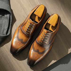 Zapatos Oxford de Vestir para Hombre, de Cuero Genuino, con Punta en Pico, Cordones, Suela de Goma Transpirable, para Todas las Temporadas, Color Sólido - Product Image 3