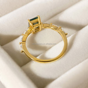 Anillo de Compromiso y Boda de Ágata Musgosa con Corte Princesa, Joyería Fina Clásica de Buena Calidad para Mujer, Regalo y Aniversario - Product Image 3