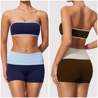 TZ2570-1 Set Yoga Fitness Bra Bandeau Ringan dan Bernapas serta Celana Pendek Pengencang Perut dan Pengangkat Bokong