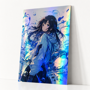 Affiches d'art personnalisées en feuille métallique, impressions holographiques métalliques Anime/<span class=keywords><strong>Manga</strong></span>, illustrations d'exposition, merchandising décoratif mural, affiches Holo Fanart - Product Image 3