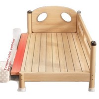 Lit d'enfant moderne en bois massif, lit bébé surélevé et extensible, sommier plat en bois massif