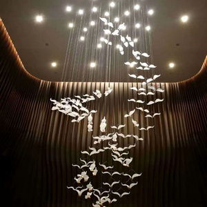 Moderna lampada a sospensione in vetro per uccelli selvatici in vetro grande per soffitti alti <span class=keywords><strong>lampadario</strong></span> decorativo per uccelli per Villa d'albergo - Product Image 3