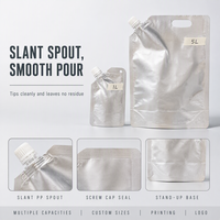 Concentré de café froid en pochette à bec verseur incliné, sac alimentaire liquide en aluminium à fond plat 1L 2L avec bouchon à vis, impression personnalisée