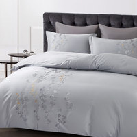 Parure de lit brodée florale en gros, en coton doux, taille Queen, pour cadeau de mariage, logo personnalisé disponible