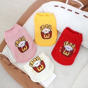 Chaleco con estampado de dibujos animados para gatos y perros, ropa para mascotas de punto tipo gofre en blanco, rosa, rojo, amarillo, talla pequeña - Product Image 1