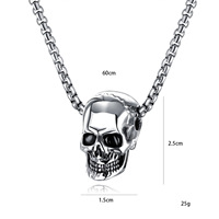 Accessoires d'usine en gros : Collier pour homme en acier titane, style européen et américain, motif crâne, tendance Hip Hop, chaîne Halloween