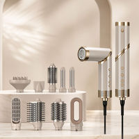 Sèche-cheveux multi-styler pliable 9-en-1 à air chaud haute vitesse avec diffuseur, lisseur et boucleur pour salon et usage domestique