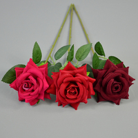 Vente flash - Décoration de mariage - Fleurs en velours - Roses rouges et blanches en vrac - Fleurs artificielles - Rose en velours à longue tige