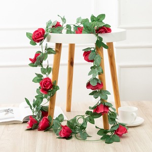 Guirnalda de Flores para Decoración de Bodas, Guirnalda de 16 Cabezas de Flores de Tela de Seda, Arreglo Floral para Muebles de Ático, Plantas Verdes Especiales de Gran Altura - Product Image 5