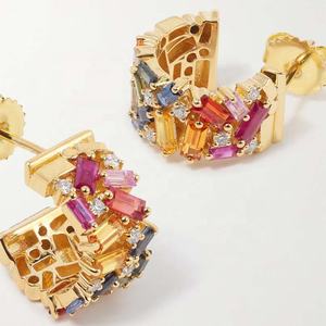 Orecchini a Cerchio Larghi Gemnel <span class=keywords><strong>2026</strong></span>, Gioielli Artigianali Placcati Oro 18K con Zirconi Multicolore Vivaci - Product Image 3