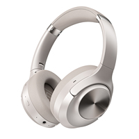 Headphone Nirkabel Lipat Over-Ear dengan 5 Mikrofon, Hybrid Deep Active Noise Cancellation (ANC) ENC, Headset BT untuk Panggilan Jernih