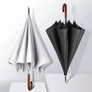 Wholesale Custom Logo Snow White Long Handle <b>Windproof</b> 8 Reinforced Ribs Auto Open Stick <b>Umbrella</b> Wooden Crook Handle Business - Product Image 4