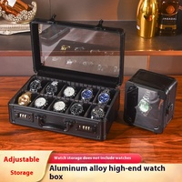 Mallette de luxe en aluminium pour 10 montres avec serrure à combinaison, fenêtre en verre, compartiments multi-tailles (1/12/24), coffre-fort de sécurité 2026