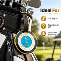 Étiquette de sac de golf en alliage de zinc durable Ausluofell avec logo personnalisé, marqueur de balle magnétique détachable, sangle en cuir PU, souvenir d'événement de club