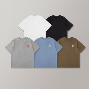 High Quality Trendy Solid 260g Heavyweight Knitted Pure Cotton Soft Breathable Blank Embroidery Casual <b>Men</b> Short Sleeve T-shirts - Product Image 3