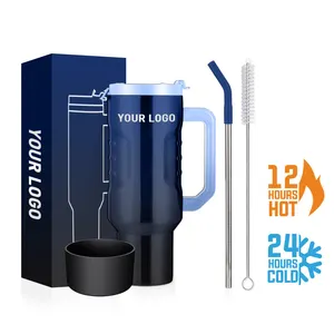Eco friendly products 2024 hot selling 30oz 40oz double wall stainless steel outdoor mugs tumbler with handle with straw