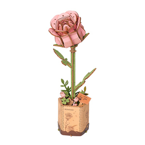 <span class=keywords><strong>Robotime</strong></span> <span class=keywords><strong>Rolife</strong></span>, Almacén en EE. UU., Decoración del Hogar, Juguetes en Miniatura, TW041, Modelo de Rosa Rosa, Manualidades de Madera, Rompecabezas 3D DIY - Product Image 4