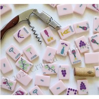 Jeu de Mahjong américain en acrylique rose clair, 160 tuiles en relief motif vigne de raisin, jeu de société familial, cadeau pour fête