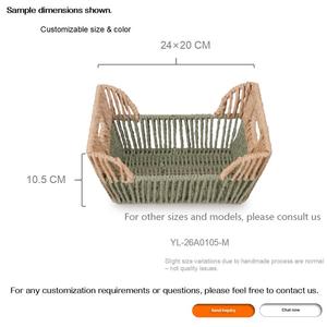 Juego de 5 Cestas de Almacenamiento Tejidas a Mano, de Diferentes Tamaños, de Cuerda de Papel, Color Beige Natural y Verde, Estilo Boho Rústico, Organizador de Almacenamiento <span class=keywords><strong>para</strong></span> el Hogar, Venta <span class=keywords><strong>al</strong></span> <span class=keywords><strong>Por</strong></span> <span class=keywords><strong>Mayor</strong></span> - Product Image 3