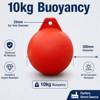 Boule de signalisation flottante sphérique OEM PE rouge 300 mm avec fixation à une seule oreille, anti-corrosion, pour la sécurité marine et les marques de délimitation en aquaculture