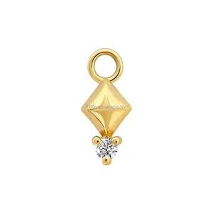Produk baru populer 14K emas padat DIY buatan tangan kecil jimat aksesoris Temuan perhiasan dengan batu permata alami 9K 18K emas