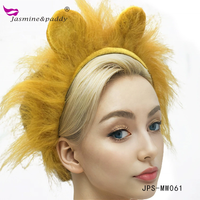 Serre-tête en peluche lion mignon de dessin animé avec crinière, oreilles et queue pour accessoire de fête costumée, ensemble animalier avec queue animale filaire