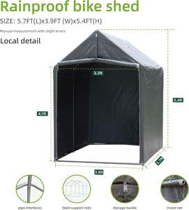 Abri à vélo écologique d'extérieur 6x4 pieds 1,8x1,2 mètres, cadre <span class=keywords><strong>en</strong></span> acier, <span class=keywords><strong>PVC</strong></span> imperméable, coupe-vent, protection UV, rangement portable - Product Image 4