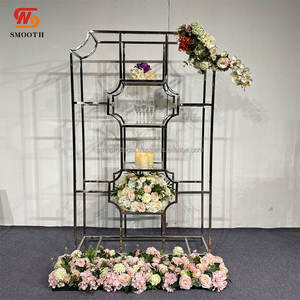 ฉากหลังงานแต่งงานสแตนเลสทรงเรขาคณิตสี่เหลี่ยมผืนผ้าสีทอง/สีเงินแบบกระจกเงาสำหรับงานแต่งงาน - Product Image 1