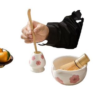 Japanese Ceramic Chawan Set with Whisk Bowl Holder Stand and Pouring Spout Matcha Tea Tools in <b>Gift</b> <b>Box</b> for <b>Coffee</b> & Tea - Product Image 3
