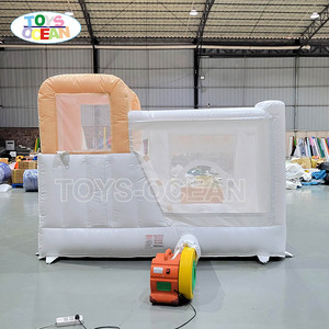 Château gonflable beige pastel avec toboggan, utilisation sèche et humide, château gonflable pour enfants pour <span class=keywords><strong>location</strong></span> de fête - Product Image 6