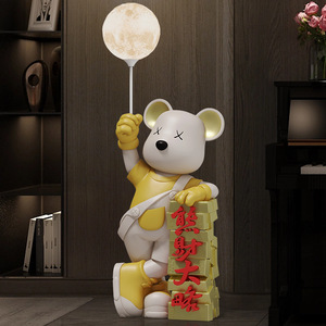 Lampe lunaire en résine peinte à la main, motif Ours Violent, collection Bear Fortune <span class=keywords><strong>Grand</strong></span> Strategy, ornement sur pied pour Hôtels/Clubs, ouverture de nouvelle boutique - Product Image 5