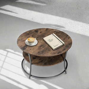 Ensemble de tables basses modernes de luxe à 3 niveaux, style hôtel, table d'appoint en métal noir avec table gigogne en bois MDF pour le salon - Product Image 3