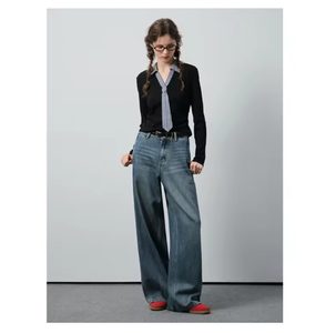 VEGA CHANG <span class=keywords><strong>Vaqueros</strong></span> <span class=keywords><strong>de</strong></span> Pierna Ultra Ancha <span class=keywords><strong>de</strong></span> Talle Alto Estilo Vintage Pantalones <span class=keywords><strong>de</strong></span> Pierna Recta <span class=keywords><strong>de</strong></span> <span class=keywords><strong>Cintura</strong></span> Caída Cierre <span class=keywords><strong>de</strong></span> Cremallera Versátil - Product Image 2