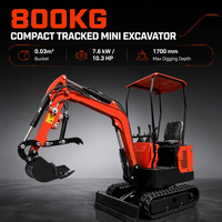 Promotion : Mini-excavatrice sur chenilles EL12 800 kg avec moteur Koop, godet de 0,03 m, pompe hydraulique et multiples accessoires pour une profondeur de fouille élevée