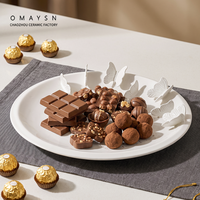 Assiette à fruits en céramique Omaysn, motif chocolat, gris chaud, ensemble d'assiettes en forme de fruit, pour table basse et table à manger