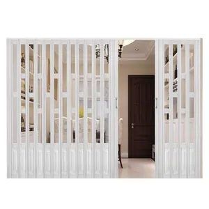 Puerta biplegable de acordeón de PVC para el hogar, diseño moderno para el interior de la habitación, aislamiento ligero de fácil instalación