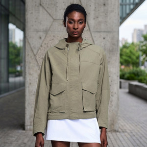 Nouvelle arrivée, veste de randonnée imperméable à capuche unisexe décontractée à col montant, coupe régulière, pour toutes les saisons - Product Image 4