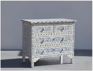 Table à tiroirs de Console de luxe en incrustation d'os faite à la main Artisan moderne Aura pour hôtel salon salle de bain rangement décoratif élégant - Product Image 2