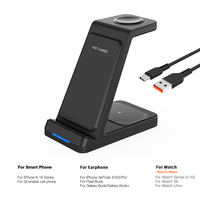 Station de chargeur sans fil 3 en 1 avec logo personnalisé et charge rapide 15W Support pour téléphone de bureau OJD-99D