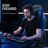Chaise de bureau ergonomique AOR en cuir PU, style racing, pour jeux vidéo, avec fonctions de massage, pivotante, réglage de hauteur à 4 niveaux, en acier inoxydable