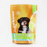 Sac d'emballage alimentaire en plastique pour animaux de compagnie, chien, chat, fond plat, fermeture éclair, transparent, en mylar