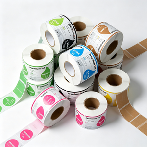 Adhesive <b>Sticker</b> <b>Labels</b> Custom Roll Style Transparent Printing Kraft Paper Waterproof Logo Seal Circle Shape Promotional - Product Image 6