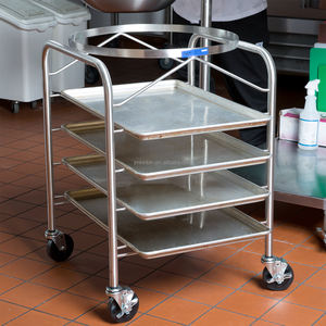 Chariot de mélangeur en acier inoxydable avec 4 plateaux coulissants pour cuisine commerciale - Product Image 4