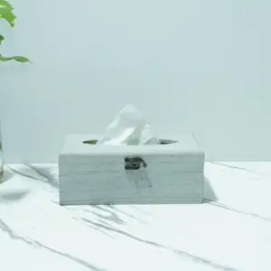 Hoge Kwaliteit Clamshell Tissue Box Paulownia Plastic Tissue Verpakking Plastic Hout Tissue Box